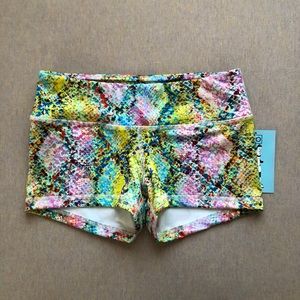 Fleo iridescent snakeskin shorts